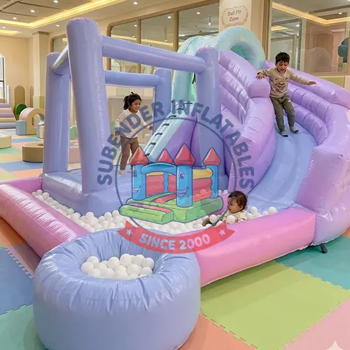 PASTEL BOUNCY 15 BY 15 FT CURVE SLIDE